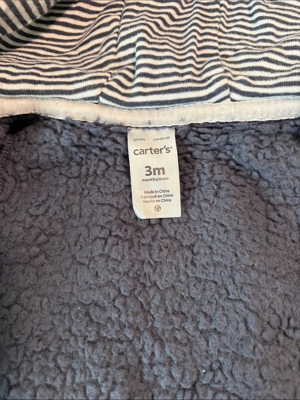 Carter's Plush Navy Hooded Baby Coat with Bear Ears Detailing